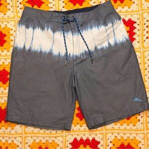 Tommy Bahama Gray and Blue Tie-Dye Board Shorts